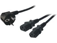 LogiLink 1.5m, Schuko-C13/2xIEC C13, M/F, 1,5 m, CEE7/14, C13 kopling