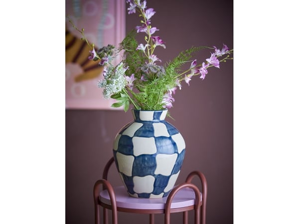 BLOOMINGVILLE rutete vase, flerfarget, steingods