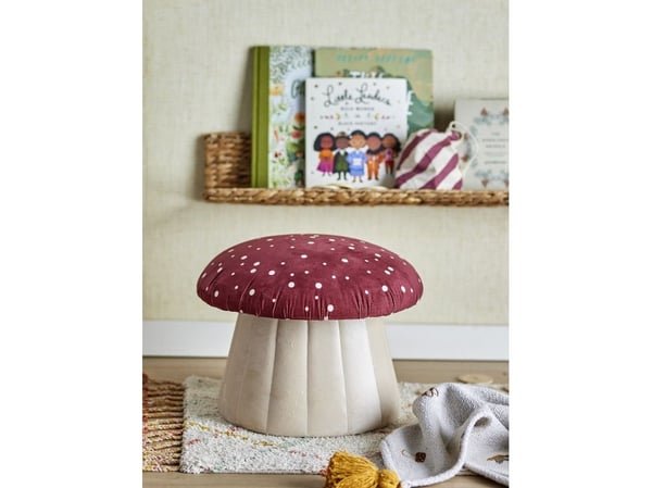 Bloomingville MINI puff-lue, rød, polyester