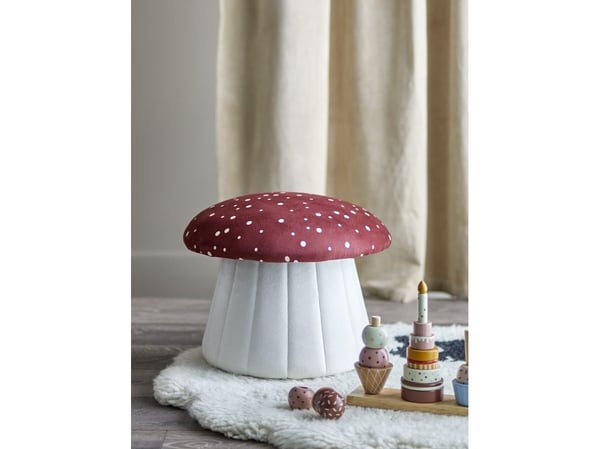 Bloomingville MINI puff-lue, rød, polyester