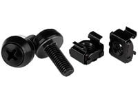 Startech M6 x 12mm Screws and Cage Nuts - 100 Pack - M6 Mounting Screws and Cage Nuts for Server Rack and Cabinet - Black (CABSCREWM62B) - Skruer o...