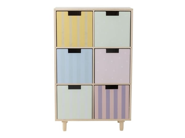 Bloomingville MINI Calle bokhylla med lådor, multicolor, kejsarträ