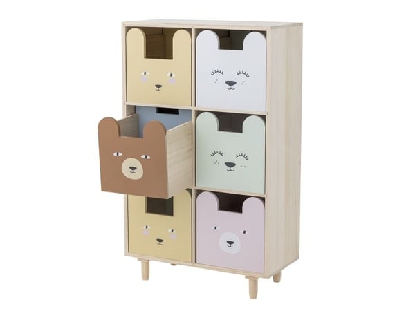 Bloomingville MINI Calle bokhylla med lådor, multicolor, kejsarträ