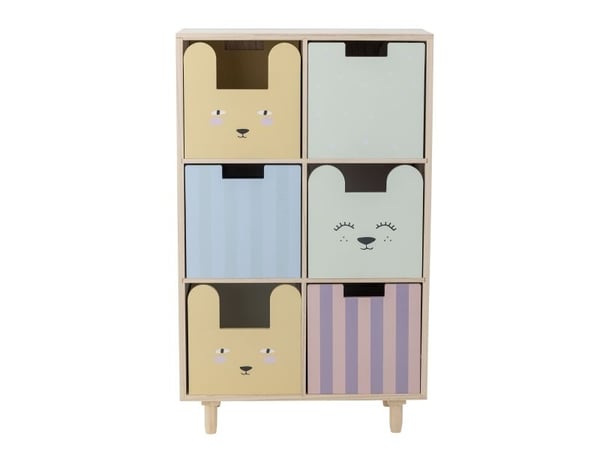 Bloomingville MINI Calle bokhylla med lådor, multicolor, kejsarträ