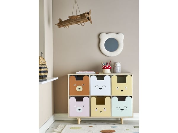 Bloomingville MINI Calle bokhylla med lådor, multicolor, kejsarträ