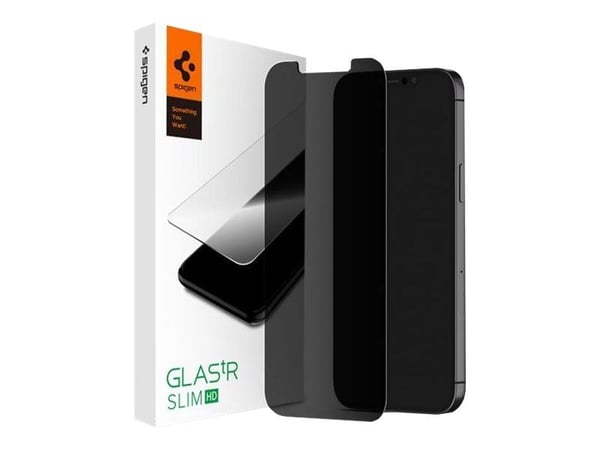Spigen GLAS.tR Slim HD - Skjermbeskyttelse for mobiltelefon - glass - med personvernsfilter - 6.1" - for Apple iPhone 13, 13 Pro