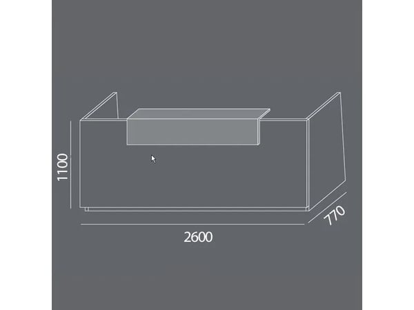 Reception DNA Antracit 2600 mm, Fast bordplade