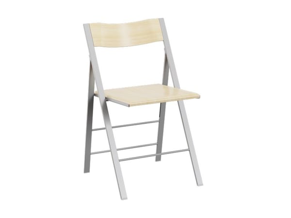 Hopfällbar stol Mini björkfanér med alu grå ben, 2-pack