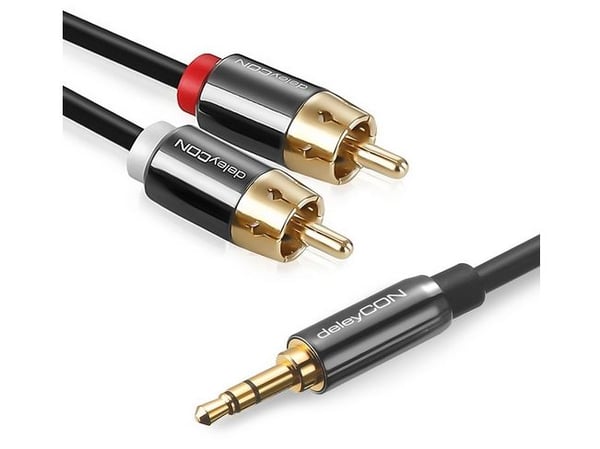deleyCON 5m 3.5mm - 2 x RCA m/m, 3.5mm, Hankjønn, 2 x RCA, Hankjønn, 5 m, Sort