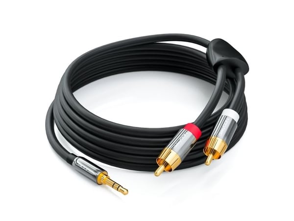 deleyCON MK154, 3.5mm, Hankjønn, 2 x RCA, Hankjønn, 1,5 m, Sort