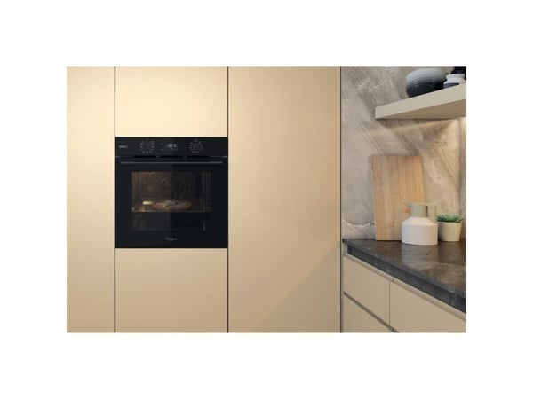 Whirlpool OMSK58CU1SB, Medium, Elektrisk ovn, 71 l, 71 l, Vifteassistert, Katalytisk