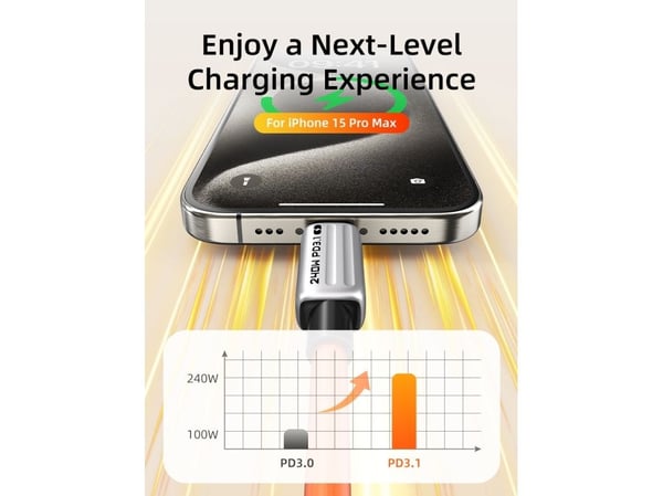 USB-C silikonilatauskaapeli 240W, USB-C: uros - USB-C: