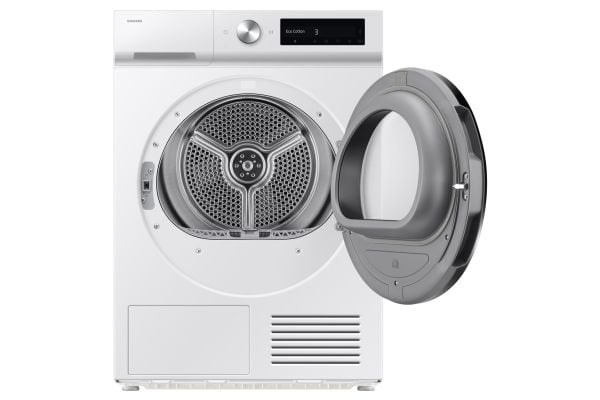 Samsung DV90DB7845GW, Frittstående, Frontmatet, Varme pumpe, Hvit, Rotasjon, Berøringskontroll, Venstre
