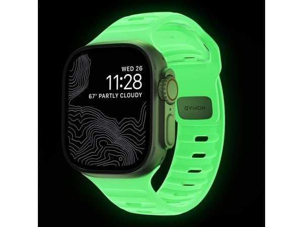 Nomad Sport Band, Band, Smartklokke, Lysegrønn, Apple, Ultra / 46mm, Gummi