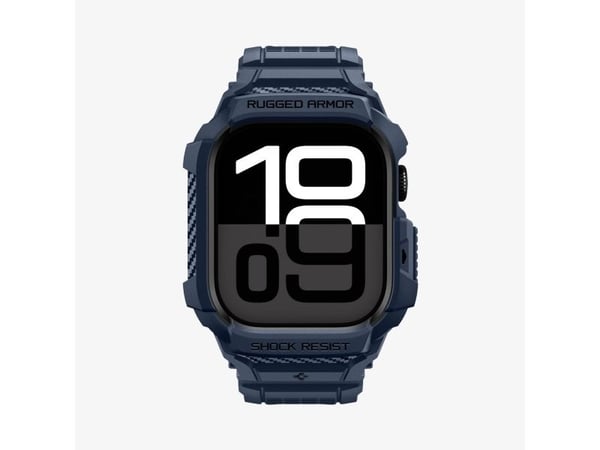 Spigen Rugged Armor Pro 2, Fodral + armband, Smartwatch, Marinblå, Apple, Apple Watch 10/11 (42mm), Termoplastisk polyuretan (TPU)