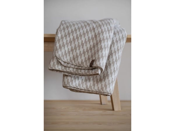 Fussenegger MERANO wool-blend throw "houndstooth" Ecru 160x200 cm