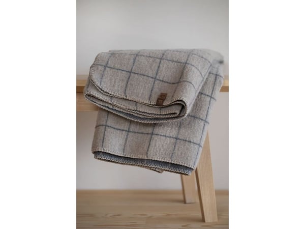 Fussenegger MERANO wool-blend throw "checkered" Smoke 160x200Cm