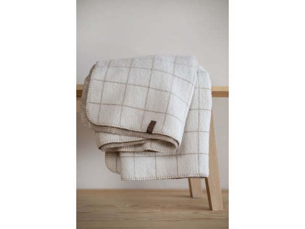 Fussenegger MERANO wool-blend throw "checkered" Ecru 160x200 cm