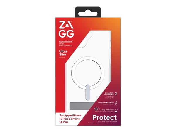 ZAGG Cases Crystal Palace SnapKS Apple iPhone 15 Plus/iPhone 14 Plus Clear EN/FR, Suojus, Apple, iPhone 15 Plus, iPhone 14 Plus, 17 cm (6.7"), Läpi...