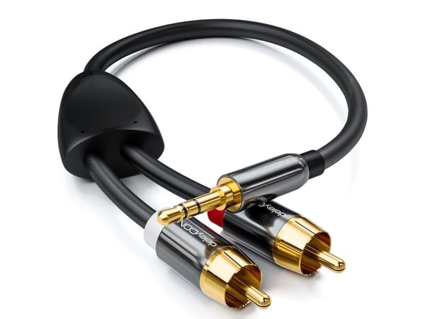 deleyCON MK153, 3.5mm, Hankjønn, 2 x RCA, Hankjønn, 1 m, Sort