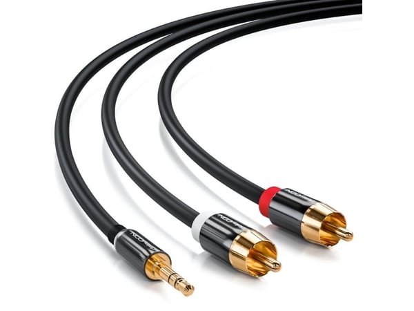deleyCON MK317, 3.5mm, urosliitin, 2 x RCA, urosliitin, 10 m, musta