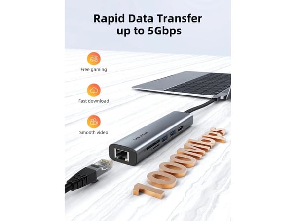 Cabletime HUBP7, USB Type-C, HDMI, RJ-45, USB 3.0, USB Type-C, MicroSD (TransFlash), SD, 5000 Mbit/s, 3860 x 2160, 2160p