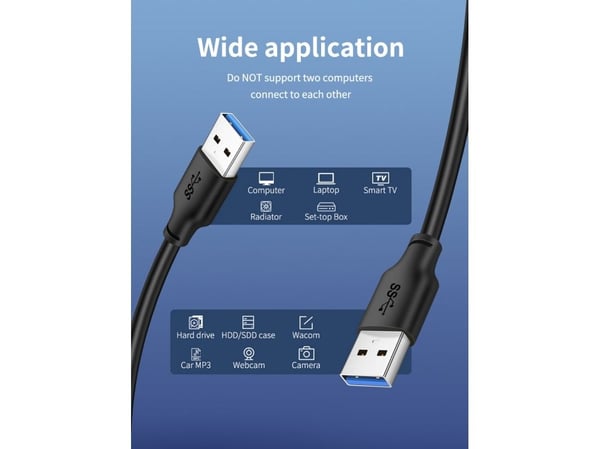 Cabletime CT-C160-U3-AMAMN-B1, 1 m, USB A, USB A, USB 3.2 Gen 1 (3.1 Gen 1), 5 Gbit/sek, Sort