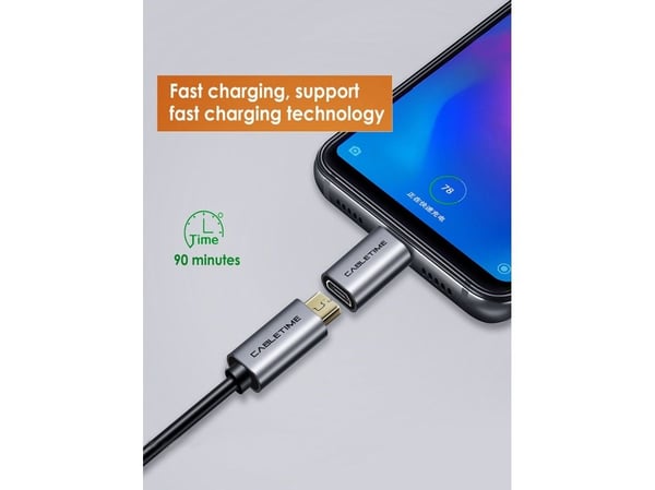 Cabletime CP75G, USB typ C, MicroUSB typ B, grå