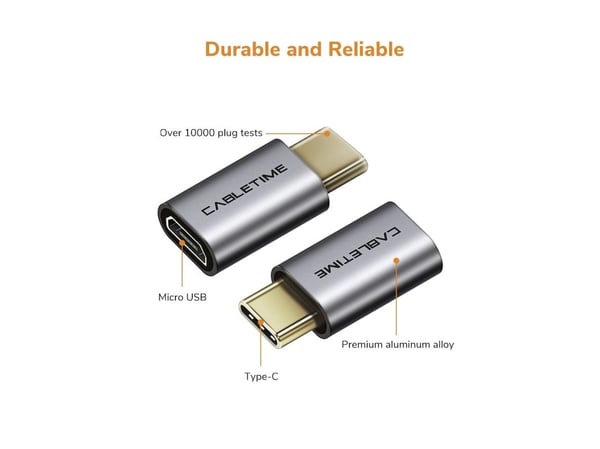 Cabletime CP75G, USB typ C, MicroUSB typ B, grå