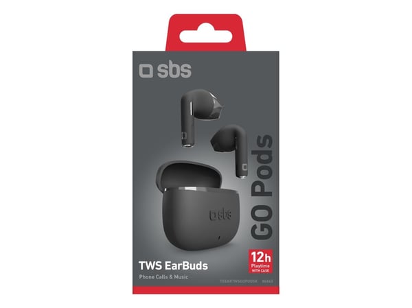 SBS TEEARTWSGOPODSK, True Wireless Stereo (TWS), Samtaler/musikk, 50 g, Hodesett, Sort