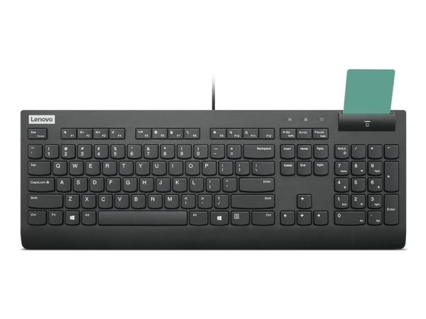 Lenovo Smartcard Wired Keyboard II, Full størrelse (100 og), Koblet med ledninger (ikke trådløs), USB, Plunger key switch, Svart