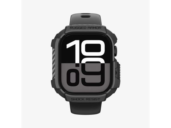 Spigen Rugged Armor 2, Kotelo, Älykello, musta, Apple, Apple Watch 10/11 (42mm), Termoplastinen polyuretaani (TPU)
