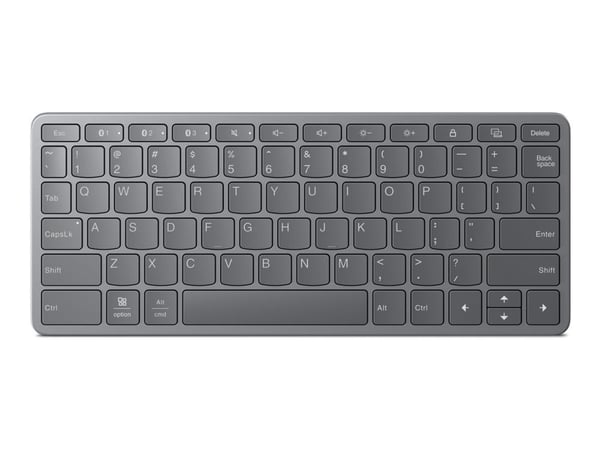 Lenovo KB331U - Tastatur - muletienhet - trådløs - USB-C, Bluetooth - QWERTY - US International - lunagrå
