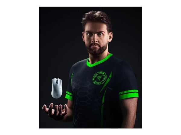 Razer DeathAdder V4 Pro - Mus - ergonomisk - høyrehendt - optisk - 6 knapper - trådløs, kablet - USB - hvit