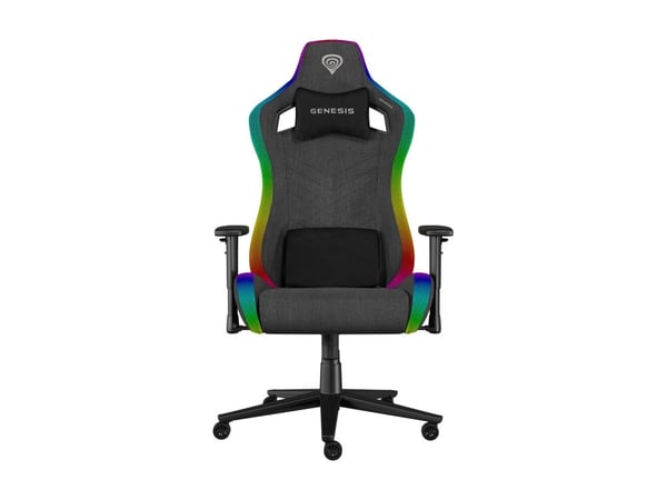 Genesis Trit 660 RGB - Spillestol - ergonomisk - liggestol - armlener - T-formet - tipping - roterende - stoff - svart, grå