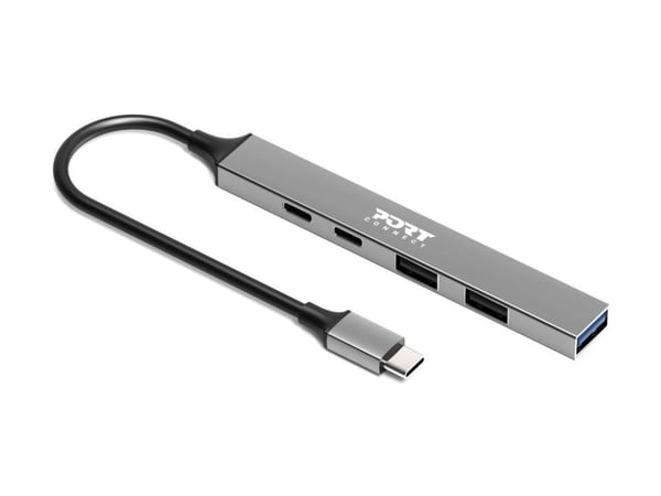 Port Designs 900163, USB Type-C, USB Type-C, 5000 Mbit/s, hopea, alumiini, 100 W