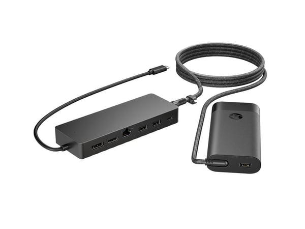 HP Universal - Dokkingstasjon - USB-C - HDMI, DP - 10Mb LAN - med Laptop Charger