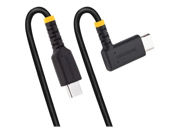 StarTech.com 6 fot (2m) USB C-ladekabel rettvinklet, 60W PD 3A, Heavy Duty Hurtiglading USB-C-kabel, USB 2.0 Type-C, slitesterk og robust aramidfib...