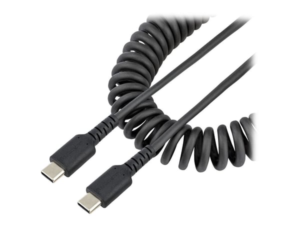StarTech 20in (50cm) USB C Charging Cable, Coiled Heavy Duty Fast Charge & Sync USB-C Cable, High Quality USB 2.0 Type-C Cable, Rugged Aramid Fiber...