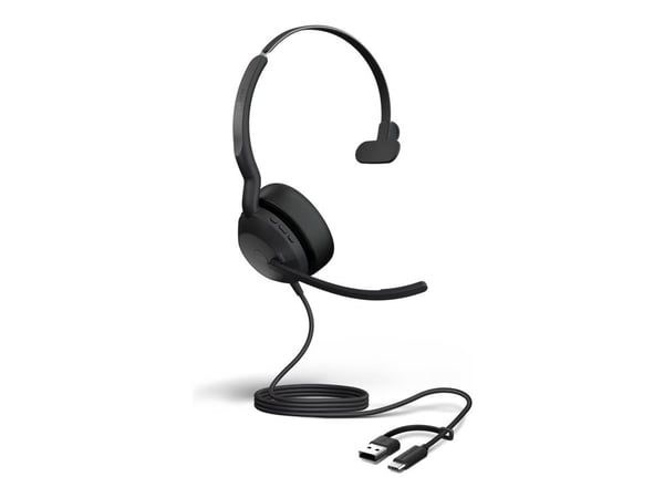 Jabra Evolve2 50 MS Mono - Hodesett - on-ear - kablet - aktiv støydemping - USB-C, USB-A - Certified for Microsoft Teams