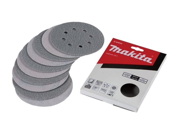 Makita - Slipeark - for tre, polyvinylklorid (PVC), painted surfaces - 10 deler - rund - grovkorn: 120 - 125 mm x 125 mm
