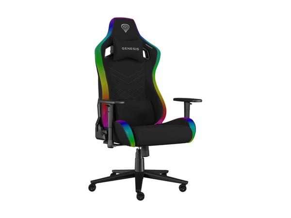 Genesis Trit 660 RGB - Spillestol - ergonomisk - liggestol - armlener - T-formet - tipping - roterende - stoff - svart