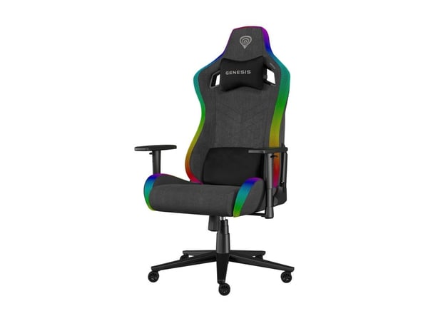 Genesis Trit 660 RGB - Spillestol - ergonomisk - liggestol - armlener - T-formet - tipping - roterende - stoff - svart, grå