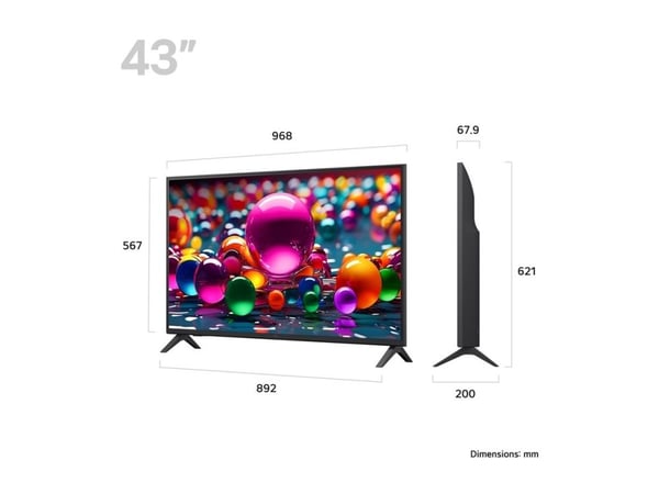 LG 43UA75006LA - 43" Diagonalklasse UA75 Series LED-bakgrunnsbelyst LCD TV - Smart TV - webOS - 4K UHD (2160p) 3840 x 2160 - HDR - Direct LED