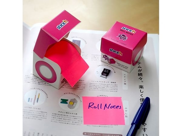 Self-adhesive notes 50mmx10m on roll pink neon