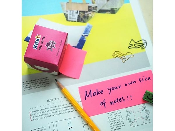 Self-adhesive notes 50mmx10m on roll pink neon