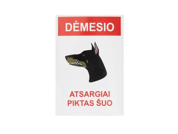 STICKER CAUTION ANGRY DOG 180x120 mm