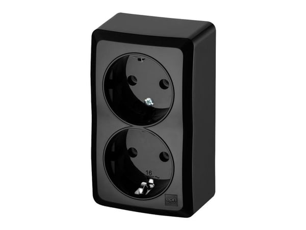 DOUBLE SCHUKO SURFACE SOCKET BLACK