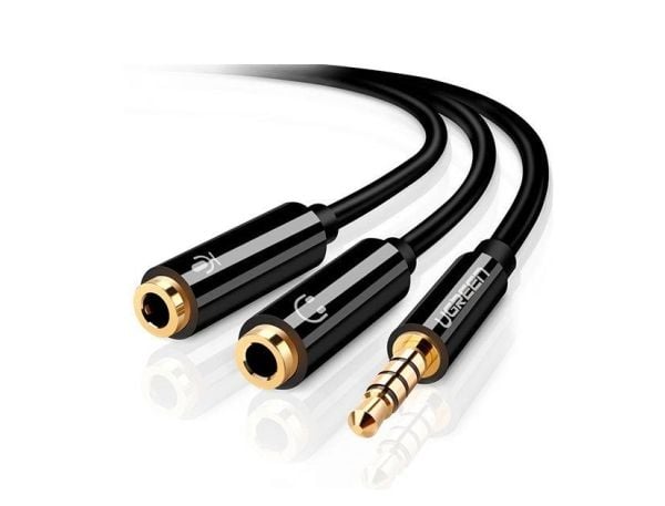 Ugreen - Lydkabel - 4-polet miniplugg til stereo minijackplugg, miniplugg - 20 cm - svart
