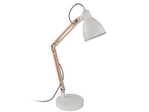 EGLO TORONA 1 bordlampe i hvitt stål og lyst tre med justerbar arm